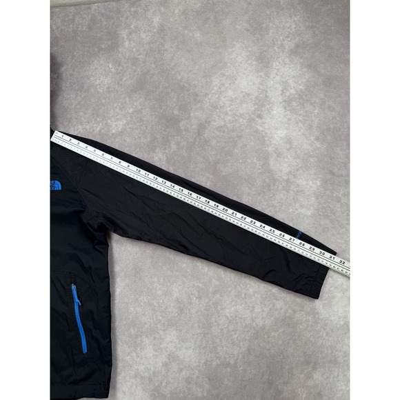 The North Face HyVent Jacket Mens Small Black Blue Hooded Waterproof Rain Shell - Picture 5 of 16